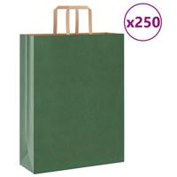 VidaXL Papieren zakken 250 st met hengsels 32x12x42 cm groen