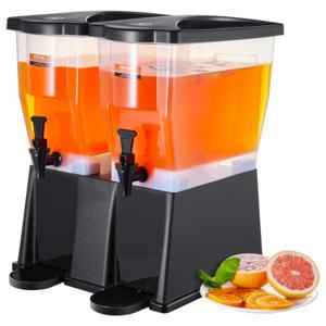 VEVOR drankdispenser, 11L x 2 partydrankdispenser, kunststof sapdispenser met staand kraandeksel, ijsthee limonadesapwaterdispenser, voor restaurants, hotels, feesten