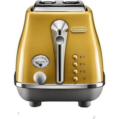 DELONGHI ICONA CAPITALS Broodrooster 2 sneetjes - 900W - Broodrooster met 3 functies - Inclusief gebakverwarmer - Geel