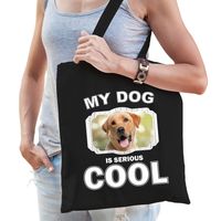 Labrador retriever honden tasje zwart volwassenen en kinderen - my dog serious is cool kado boodscha