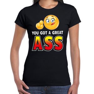 Funny emoticon t-shirt you got a great ass zwart dames