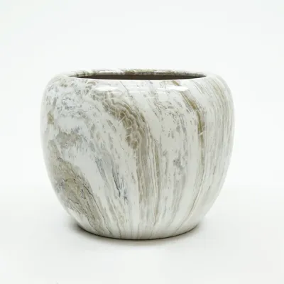 Bloempot marmerlook emperor d48h40 grijs binnen