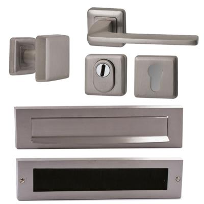 Hardbrass Voordeurset Charley/Zenith compleet rechtswijzend - PVD Inox