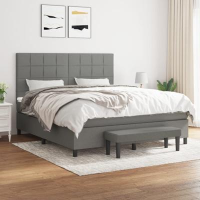 Boxspring met matras stof donkergrijs 160x200 cm