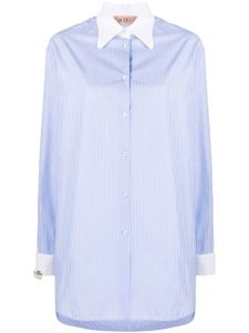 Nº21 chemise longue à fines rayures - Bleu