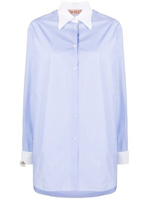Nº21 chemise longue à fines rayures - Bleu