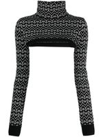 Patrizia Pepe monogram jacquard cropped jumper - Noir - thumbnail