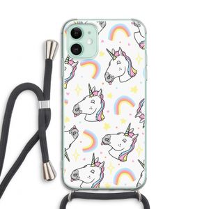 Rainbow Unicorn: iPhone 11 Transparant Hoesje met koord