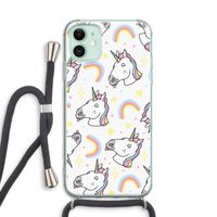 Rainbow Unicorn: iPhone 11 Transparant Hoesje met koord