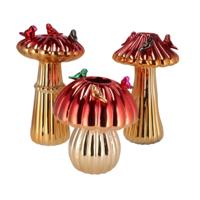 Daan Kromhout Vaas bird mushroom rood 20 cm 3 assorti | 6 stuks