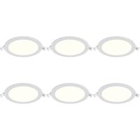 LED Downlight Inbouwspot Dimbaar 6 Stuks - Brinton Thin - 12W 1120lm 120° Bundelhoek - Natuurlijk Wit 4000K - IP40 - Rond - Wit - Ø170mm Buitenmaat - Ø150mm Zaagmaat