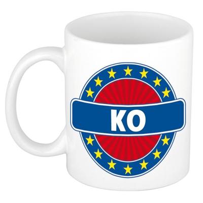 Ko voornaam koffiemok - beker - wit/blauw - 300 ml - Cadeau - Heren - Collega - Vaderdag Ko voornaam koffiemok - beker - wit/blauw - 300 ml - Cadeau - Heren - Collega - Vaderdag