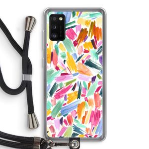 Watercolor Brushstrokes: Samsung Galaxy A41 Transparant Hoesje met koord