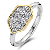 TI SENTO-Milano 12310ZY Ring zilver-zirconia-zilver-en goudkleurig-wit