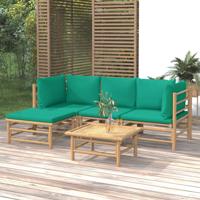 5-delige Loungeset met kussens bamboe groen