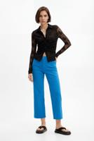 Effen cropped denim broek. - BLUE - 44