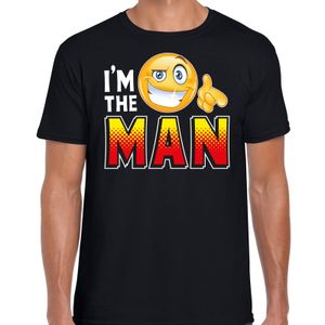 Funny emoticon t-shirt i am the man zwart voor heren