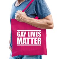 Gay lives matter anti homo discriminatie tas fuchsia roze voor heren - thumbnail