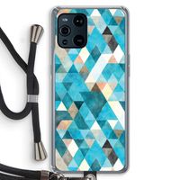 Gekleurde driehoekjes blauw: Oppo Find X3 Pro Transparant Hoesje met koord