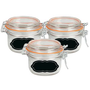 Weckpot/inmaakpot - 4x - 170 ml - glas - met beugelsluiting - incl. etiketten - Weckpotten