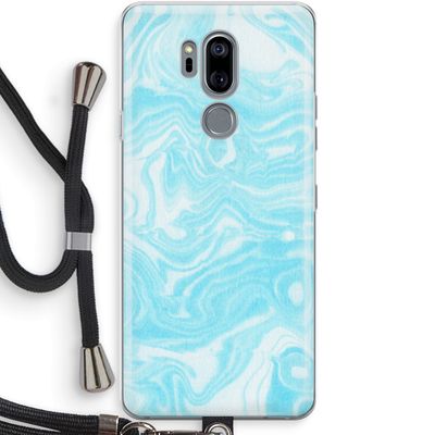 Waterverf blauw: LG G7 Thinq Transparant Hoesje met koord