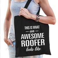 Awesome roofer / dakdekker cadeau tas zwart voor dames - Feest Boodschappentassen - thumbnail
