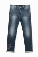 Jeans met geborduurd hart - BLUE - 28