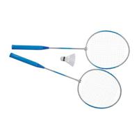 Badminton rackets en shuttle setje - kunststof - blauw - buiten spelen - tennis - thumbnail