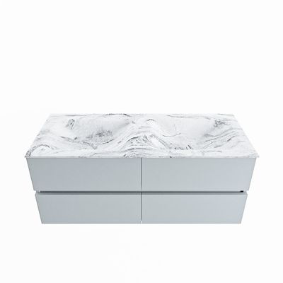 MONDIAZ VICA-DLUX 120cm badmeubel onderkast Clay 4 lades. Inbouw wastafel CLOUD dubbel 2 kraangaten, kleur Glace.