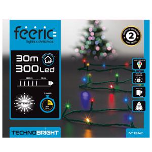 Kerstverlichting - gekleurd - 30 meter - 300 led lampjes - transparant snoer - 8 functies