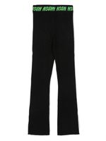 MSGM Kids pantalon nervuré à logo imprimé - Noir