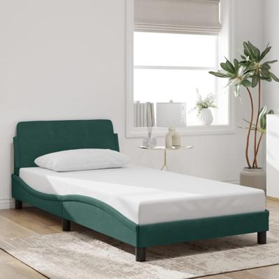 Bedframe zonder matras 100x200 cm fluweel donkergroen