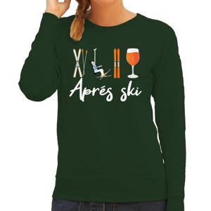 Apres ski sweater dames - Apres ski - groen - wintersport - grappig - skieen/snowboarden