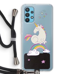 Regenboog eenhoorn: Samsung Galaxy A32 4G Transparant Hoesje met koord
