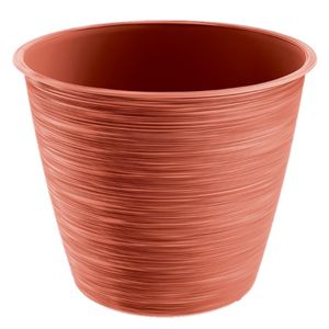 Stijlvolle kunststof plantenpot/bloempot dia 24 cm/hoogte 20 cm Paintstripe stone rood