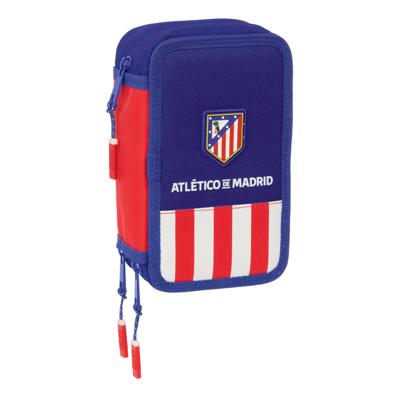 Driedubbele Pennenzak Atlético Madrid Blauw Wit Rood 12,5 x 19,5 x 5,5 cm 37 Onderdelen