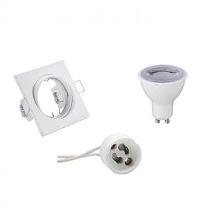 LED Spot Set - Trion - GU10 Fitting - Dimbaar - Inbouw Vierkant - Mat Wit - 6W - Helder/Koud Wit 6400K - Kantelbaar 80mm