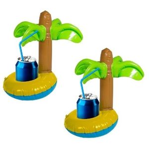 2 Opblaasbare blikjes houders palmboom 22 cm   -