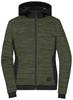 James & Nicholson JN1843 Ladies´ Padded Hybrid Jacket - /Olive-Melange/Black - S