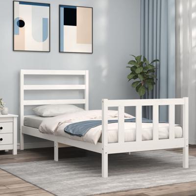 Bedframe zonder matras massief grenenhout wit 90x190 cm
