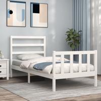Bedframe zonder matras massief grenenhout wit 90x190 cm