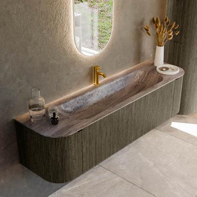 Badmeubel Mondiaz Kurve-Dlux | 170 cm | Meubelkleur Shadow | Wastafelkleur Oza | Solid surface | Wasbak midden spoelbak | 1 kraangat