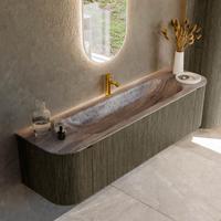 Badmeubel Mondiaz Kurve-Dlux | 170 cm | Meubelkleur Shadow | Wastafelkleur Oza | Solid surface | Wasbak midden spoelbak | 1 kraangat