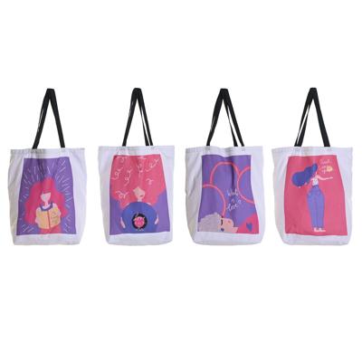 Stoffen tas DKD Home Decor Wit polialgodon Polyester 43 x 15 x 40 cm (4 Stuks)