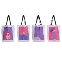 Stoffen tas DKD Home Decor Wit polialgodon Polyester 43 x 15 x 40 cm (4 Stuks)