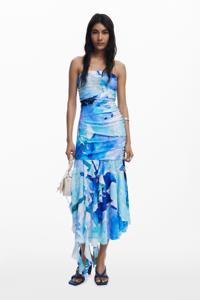 Asymmetrische bandeaujurk - BLUE - XL