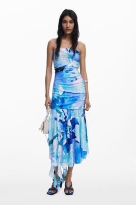Asymmetrische bandeaujurk - BLUE - S