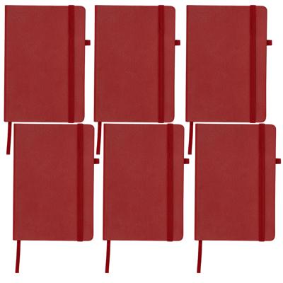 Notitieboekje / opschrijfboekje A5 - 6x - rood - 15 x 21 cm - harde kaft
