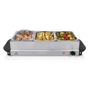 Buffetwarmer Tristar BP-6283 - Buffet Serveerder en Warmhoudplaat– 3 x 1.4 liter – Warmhoudfunctie - Inclusief deksel