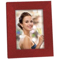 Houten fotolijstje rood met glitters geschikt voor een foto van 13 x 18 cm